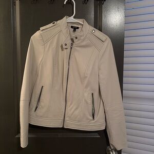 Cream faux leather jacket